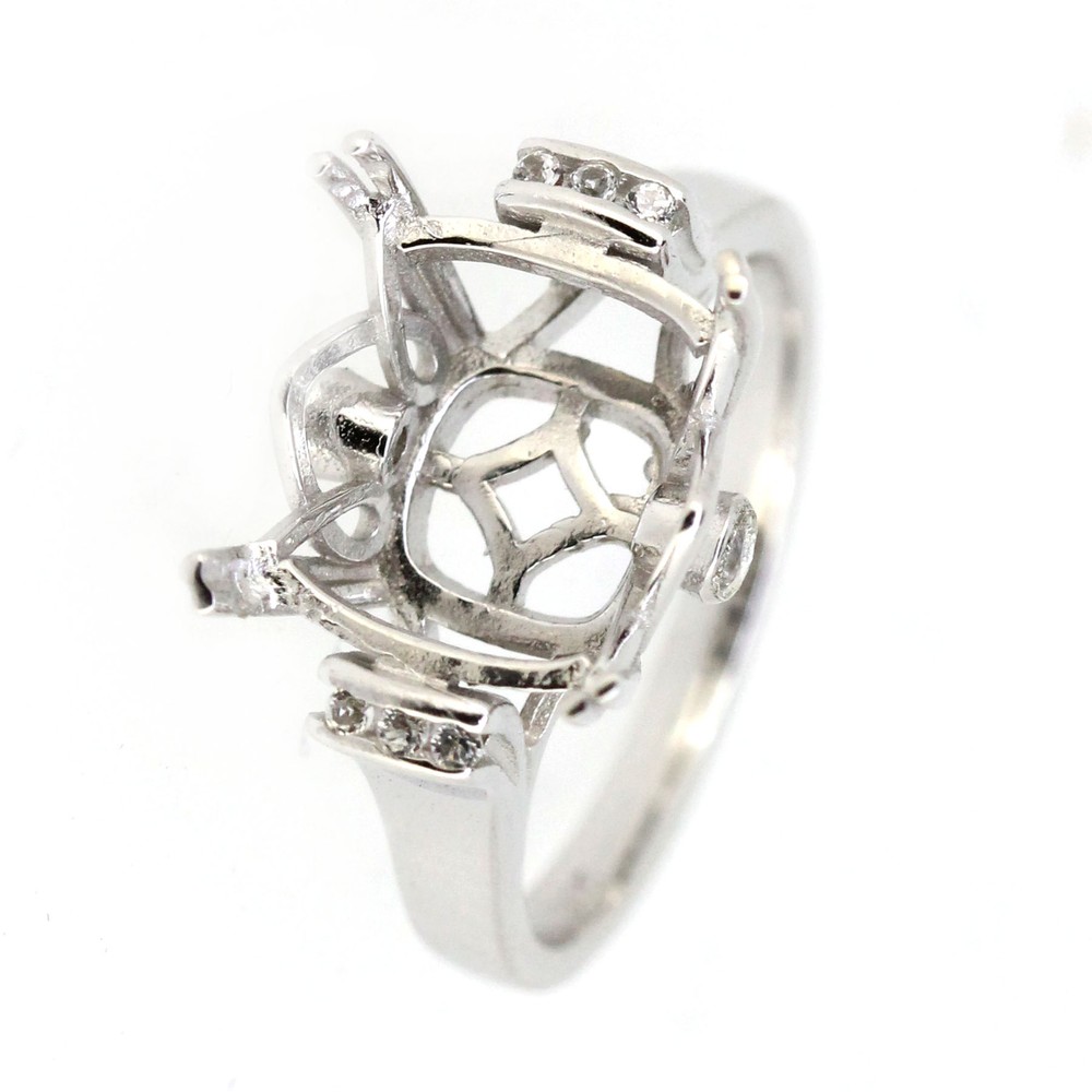 Sterling Silver Semi Mount Ring Setting Cushion CU 9x9mm