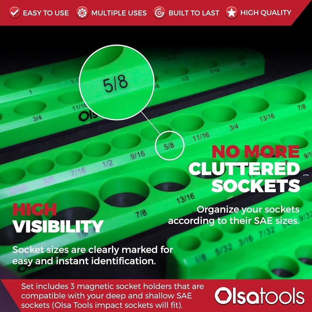 New Magnetic Socket Organizer | 3PCS Green