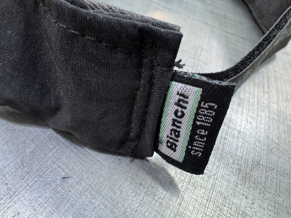 Bianchi Viser Hat Cap Strap Back Black Embroidered Logo Adjustable