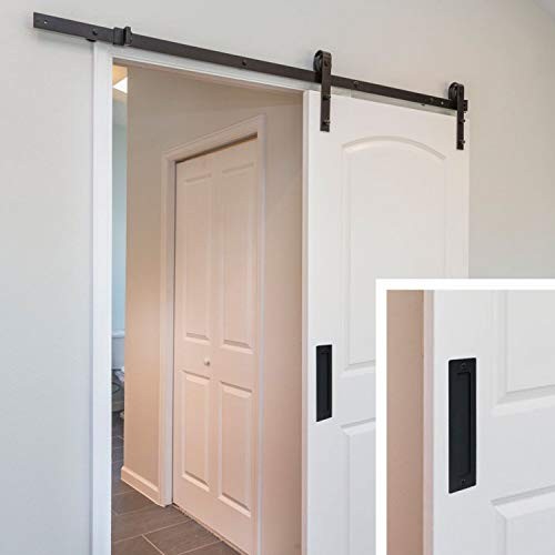7” Barn Door Handle Finger Pull Set in | Heavy Duty Modern Simple 1 Black