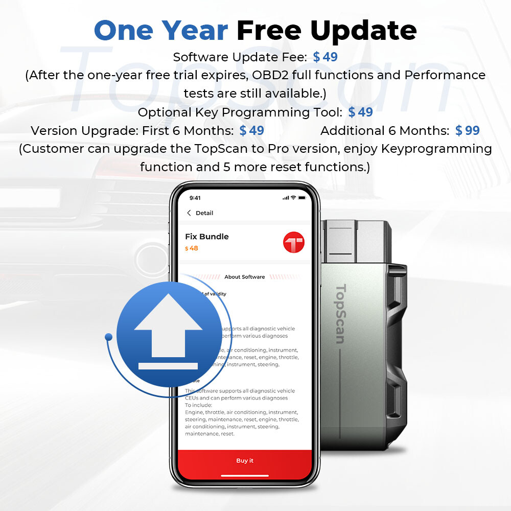 TOPDON Topscan OBD2 Scanner BT OBDII Full System Diagnostic Tool Active Test