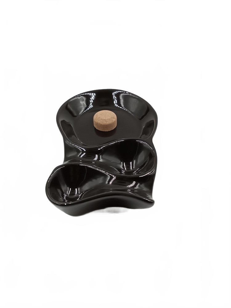 Large Ceramic 2-Pipe Rest Ashtray with Cork Knocker