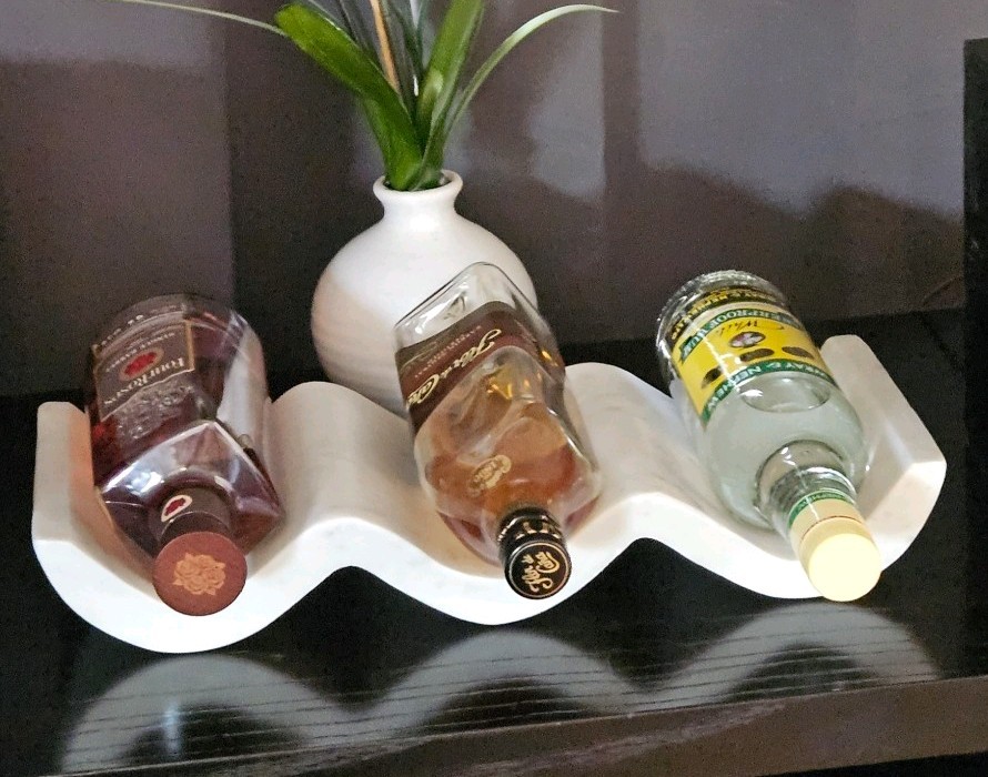 Stunning Marble Wine Bottle Holder Wave 2 or 3 Bottles Solid Marble Modern Look