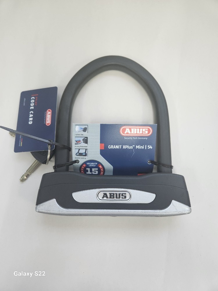 ABUS Lighted Key Maximum Security U-Lock Granit X-Plus 54 Mini with Code Card