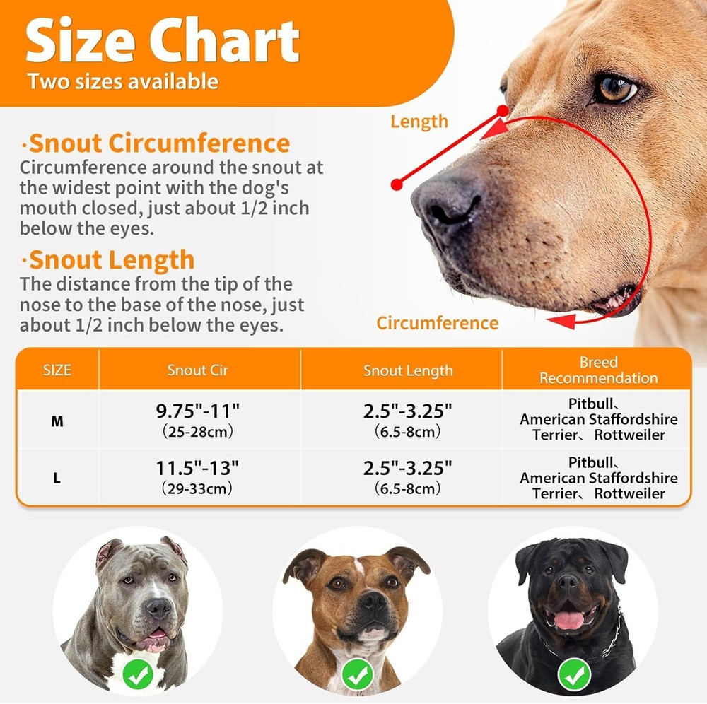 Mayerzon Pitbull Muzzle, Basket Muzzle for M [Snout Cir: 9.75"-11"], Black