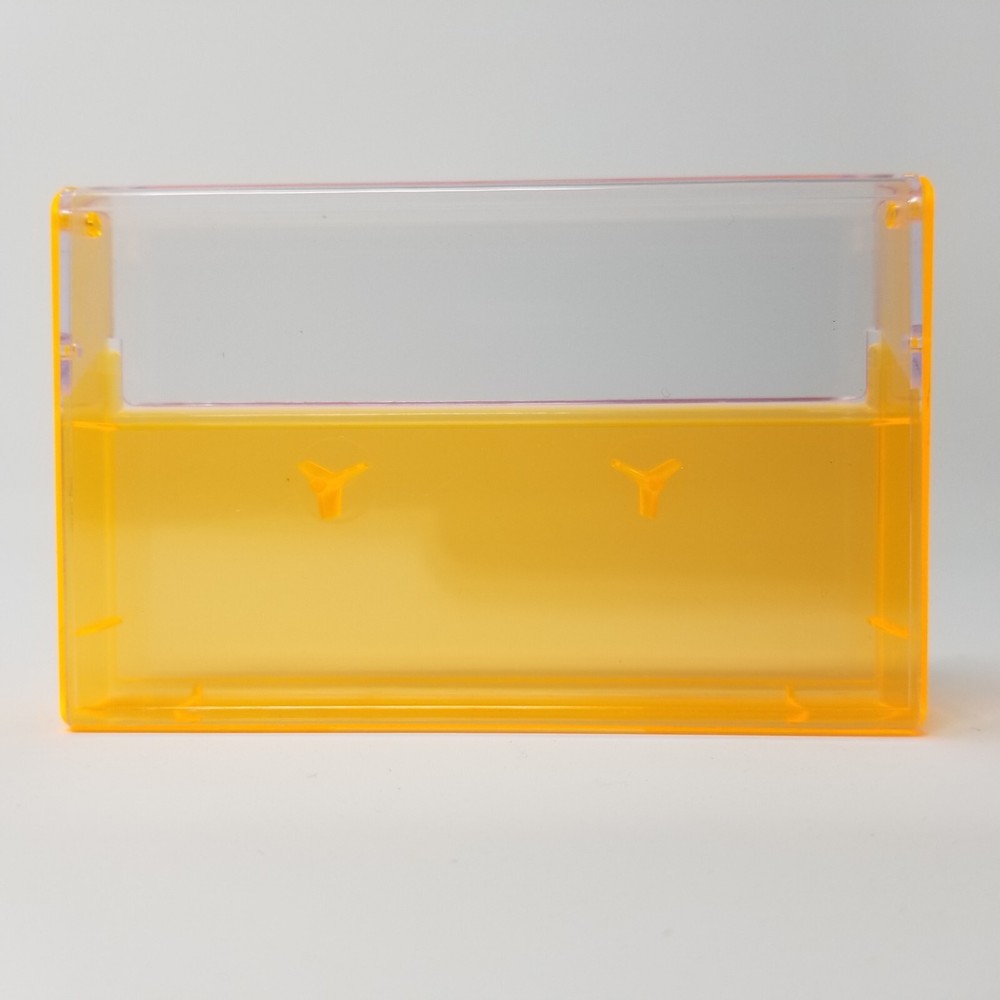 5 Cassette Tape Cases: Clear Front + Fluorescent Orange Back - Empty Plastic