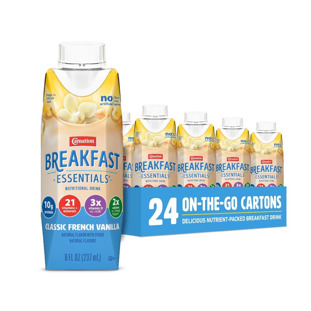 Carnation Breakfast Essentials Complete Nutritional Drink Vanilla 8 oz Bottle 24