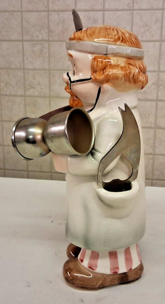 Vintage Cereamic Doctor Themed Bartender Caddy With Bartending Tools