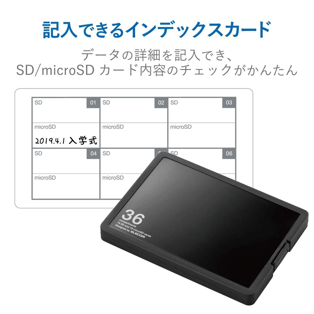 ELECOM memory card case SD case plastic SD18 sheet + microSD18 CMC-SDCPP36BK