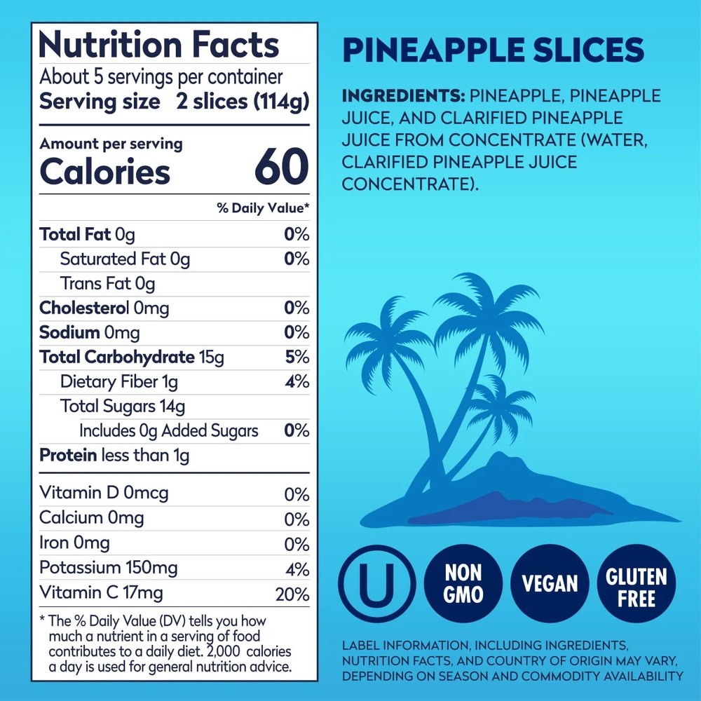 Pineapple Slices in Juice Dole Canned