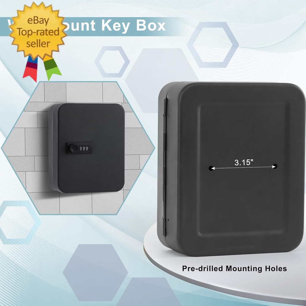 20 Key Storage Lock Box with Code, Key Organizer Wall Mount Combination Lock