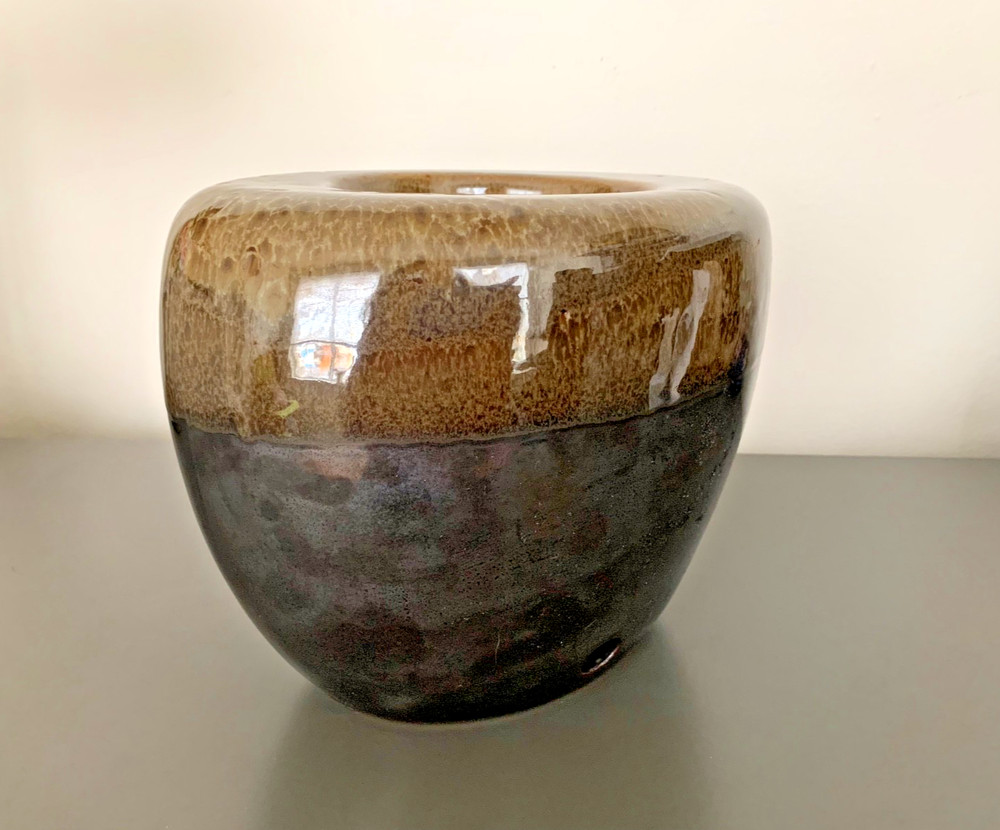 Handmade Studio Pottery Ceramic Planter | Fire Bowl – Drip Glaze – CA04 Marked