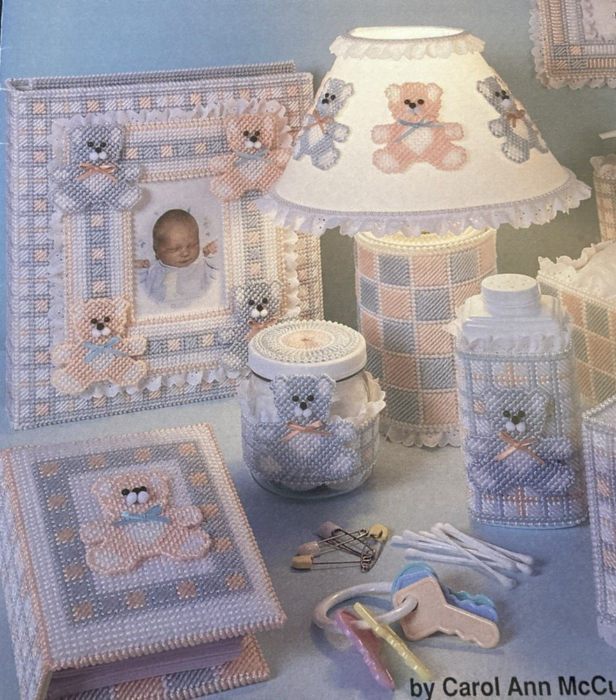 Vtg Rare Plastic Canvas TEDDY BEAR NURSERY 17 Projects 1992 Bk