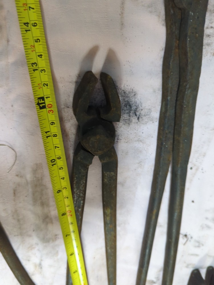 Set Of Antique Blacksmith Tongs & Forging Tools