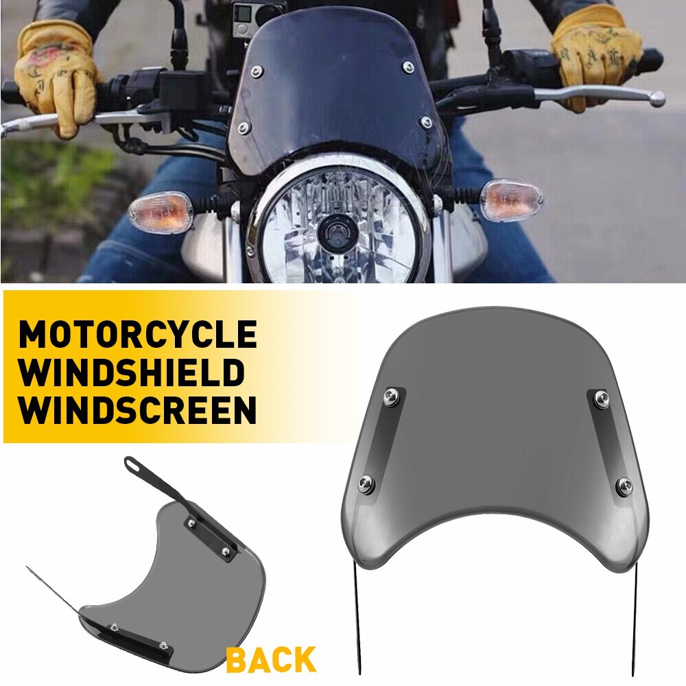 Universal Headlight Motorcycle Windshield Windscreen For 5"-7'' Headlight Smoked