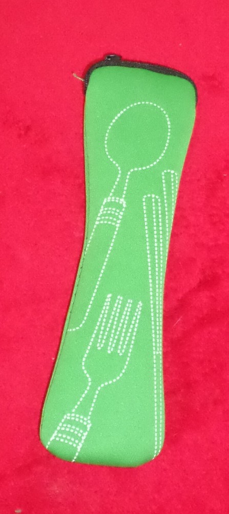 EUC Fabric Zip Flatware Travel Pouch - Green