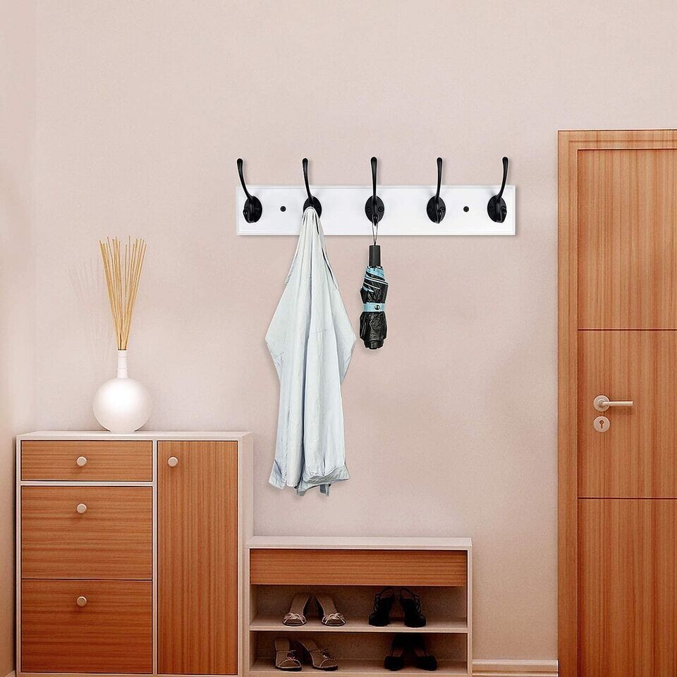 CLOTHES HANGING RACK BAMBOO 17" WHITE COAT , STRONG & STURDY