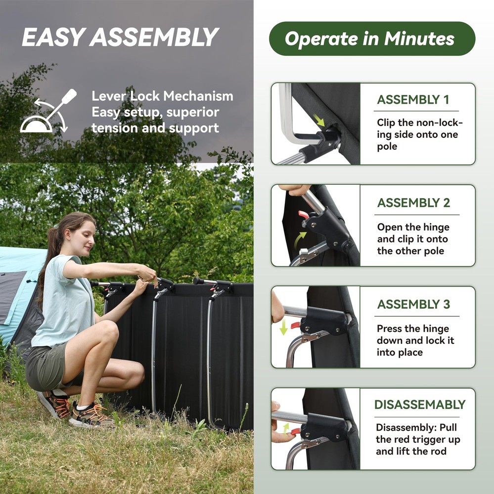 Lightweight Folding Tent Camping Cot Bed with Lever Lock, Easy Setup Portable...