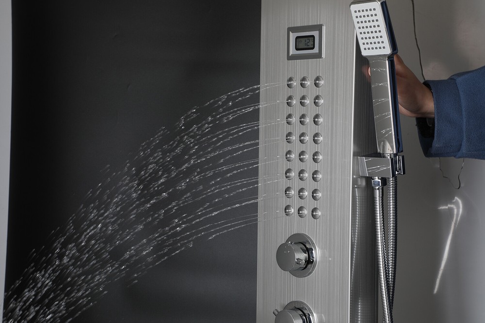 Stainless Steel Shower Panel Column Tower Digital Display Rainfall Massage Mixer