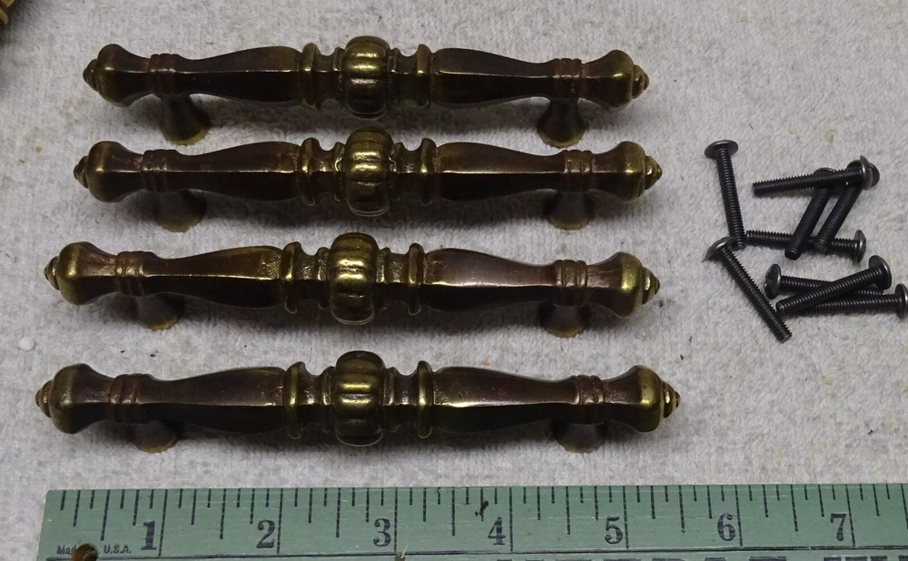 * Vintage - Solid BRASS - MID CENTURY - HEAVIER Duty Drawer Pulls  - NEAT design