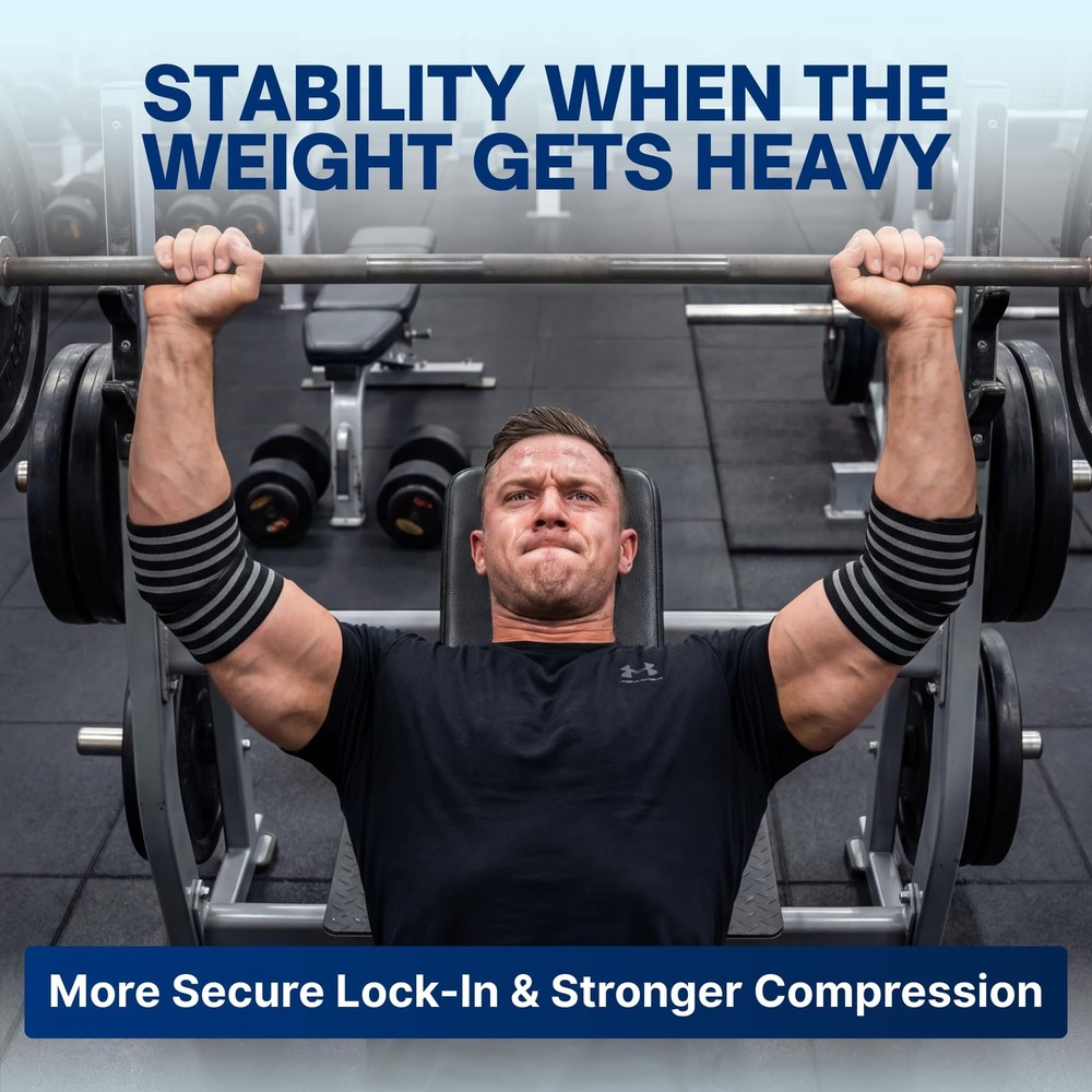 Elbow Wraps for Weightlifting – 40” Long Adjustable Compression - Elbow Sleev...