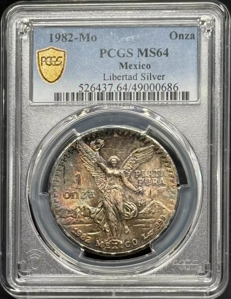 1982 Mo Libertad PCGS MS-64 Rainbow Toning