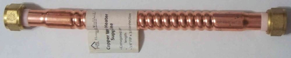 Homewerks Copper Water Heater Supply Line-3/4" FIP x 3/4" FIP x 12" - Combo Ship