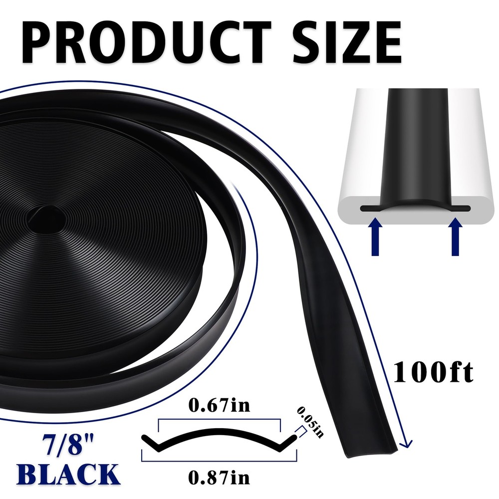 EcoBrisa 7/8" RV Trim Molding Insert 100ft 100FT, Black