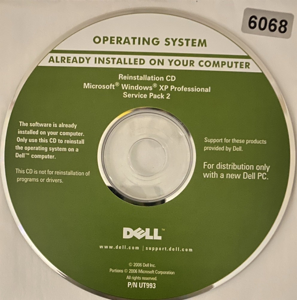 VINTAGE SOFTWARE | MICROSOFT WINDOWS XP PROFESSIONAL SP2 | DELL DVD