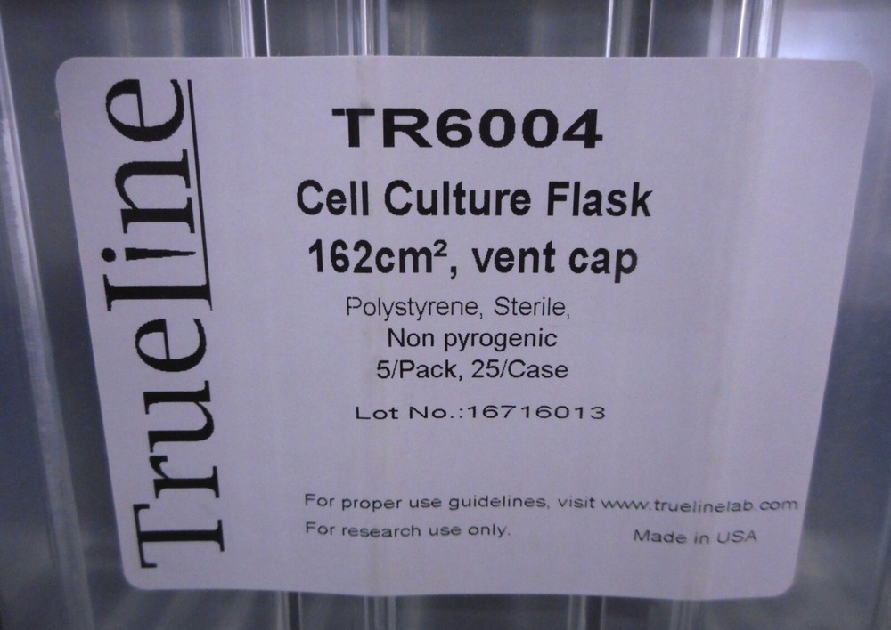 TRUELINE Plastic 162cm Cell Culture Flask Clear Sterile Stackable 32-48mL 25/CS