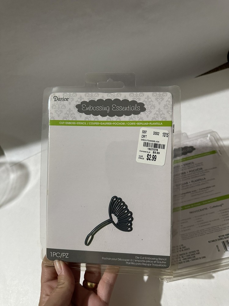 Darice Embossing Essentials Die Cut Stencil Dandelion Nesting Curved Rectangles
