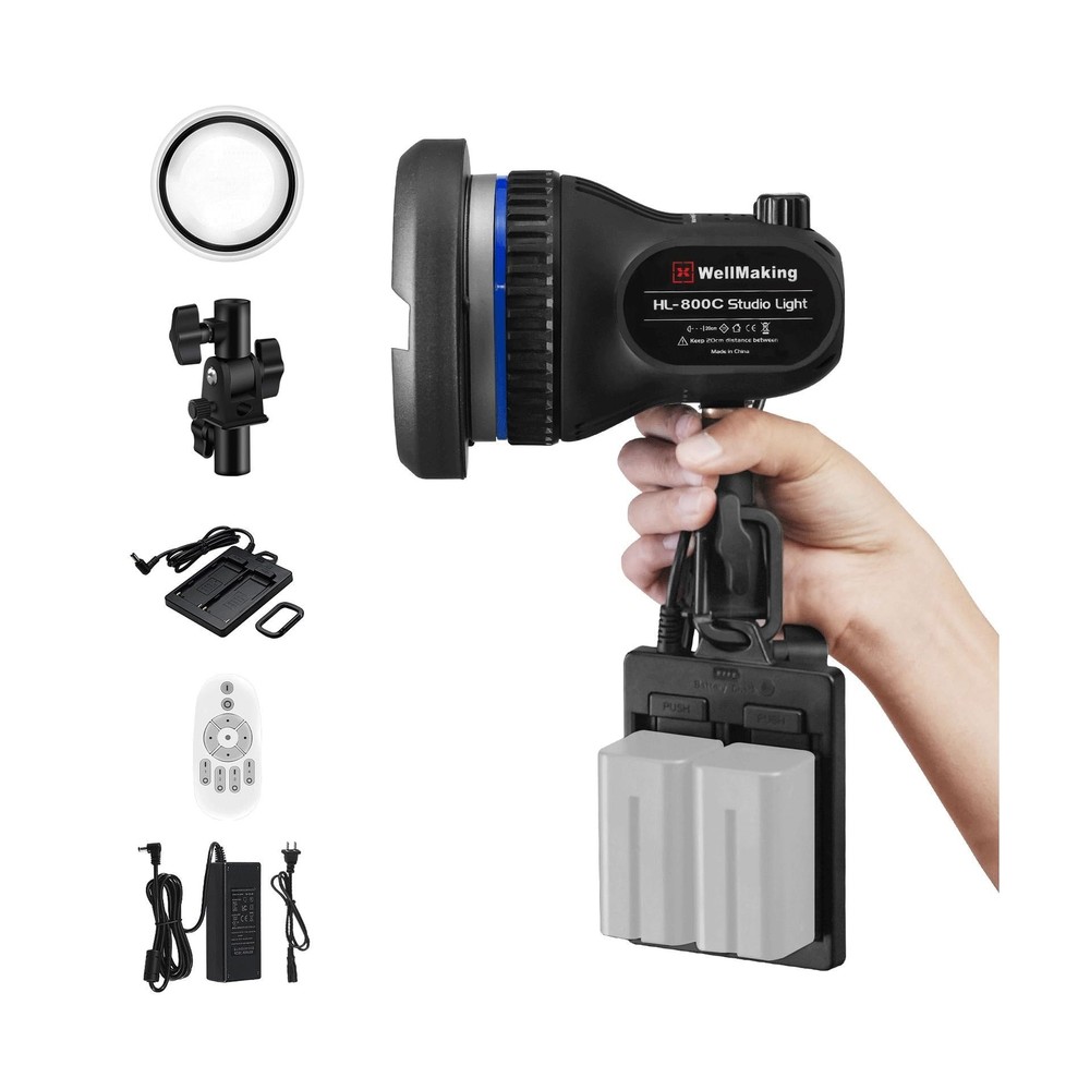 Wellmaking 80W Portable LED Light Continuous Light COB Spotlight Video Light ...