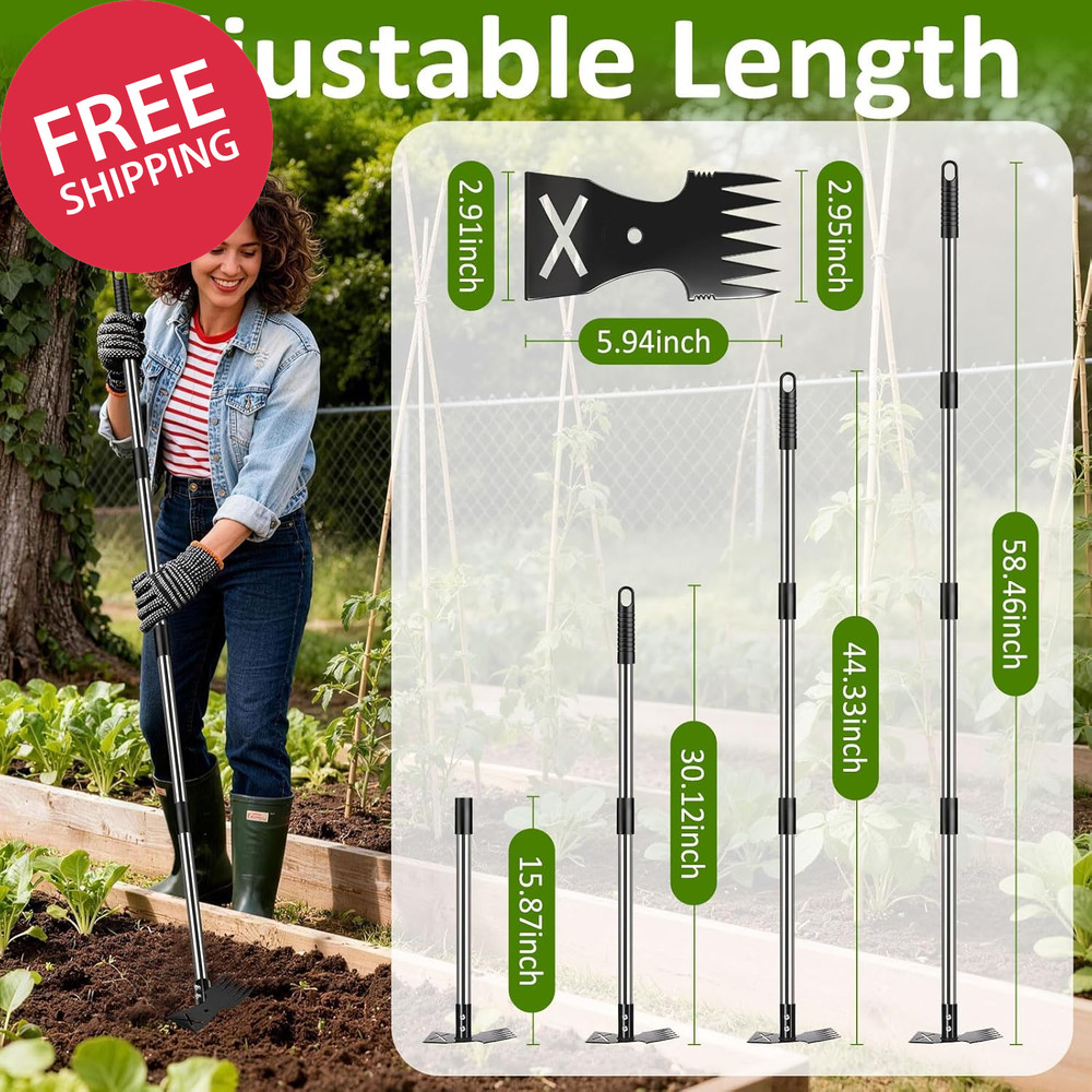 Weed Puller Tool with Long Handle - Adjustable Length Manual Weeder Remover Tool