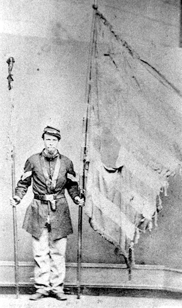 White Buff Leather Flag Carrier - Reenactment