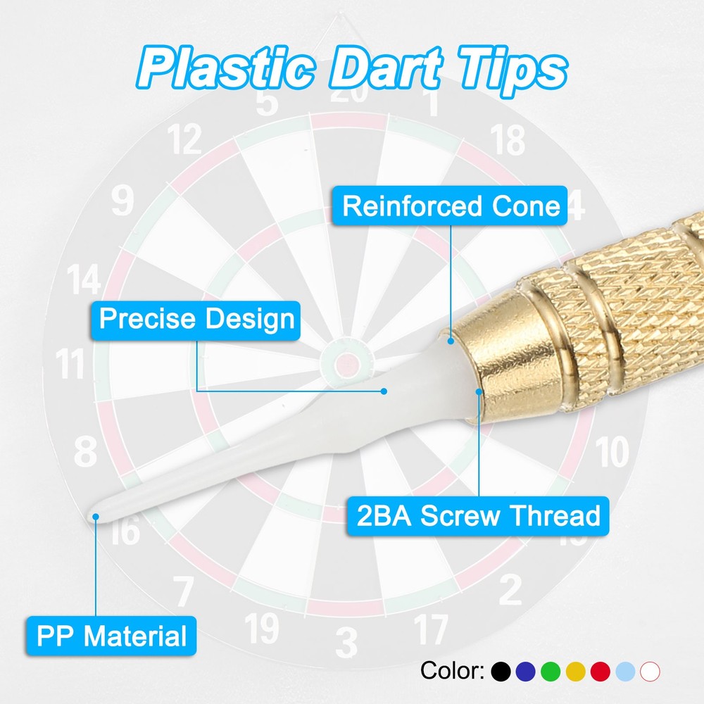 90Pcs 2BA Thread Plastic Soft Dart Tips Replacement Dart Accessories, White