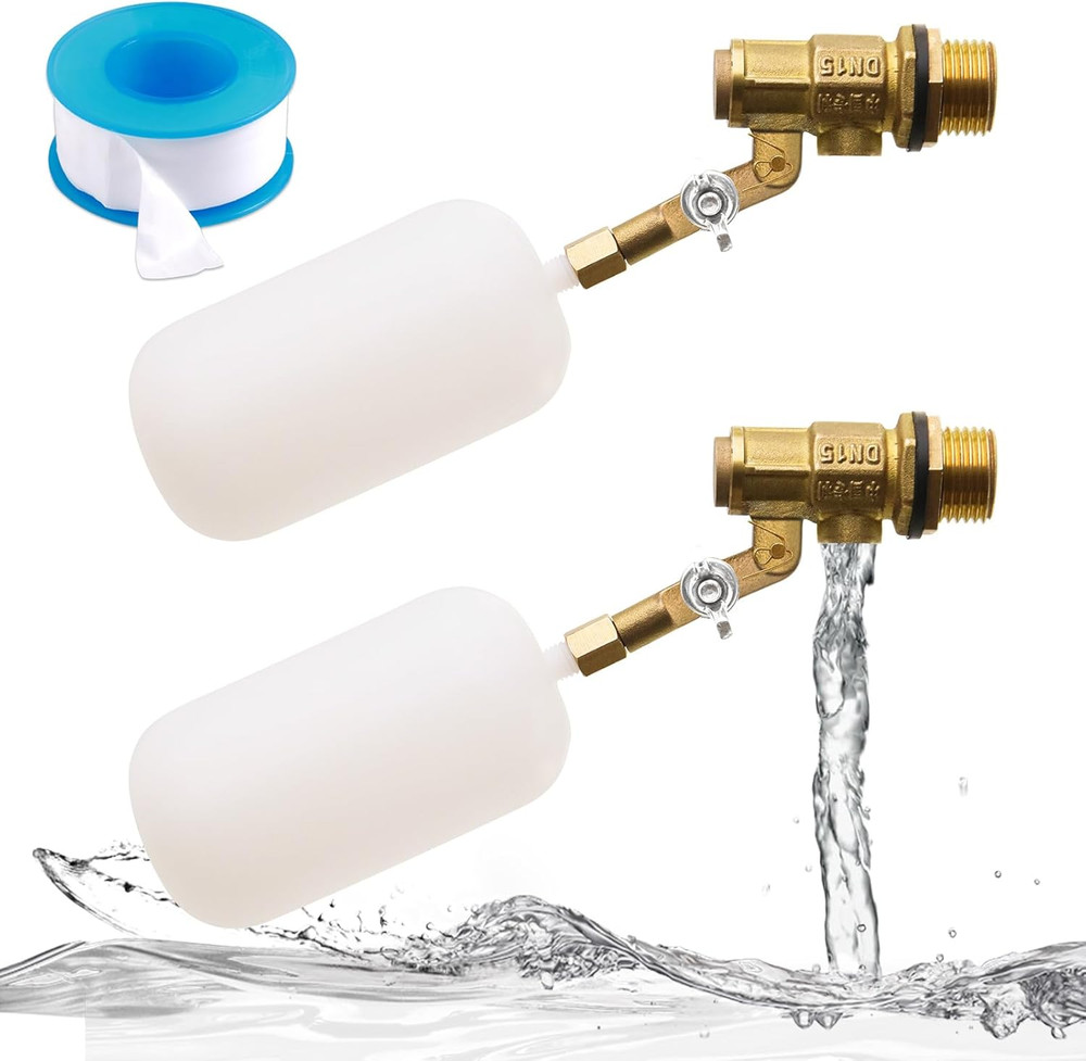 2 Pack Brass Float Valve 1/2 Inch,With Adjustable Arm Automatic Fill Float Valve