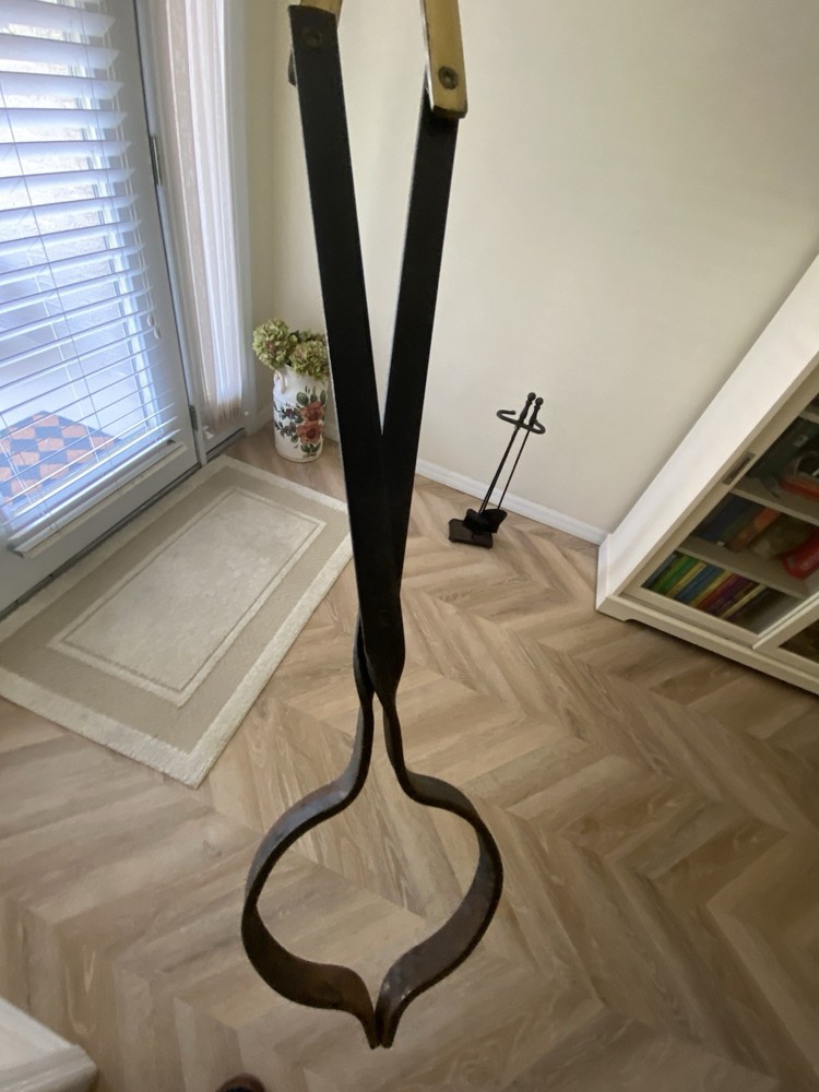 Fireplace Tools Vintage 3 Pc Iron Brass Accent & Stand Decor Unique