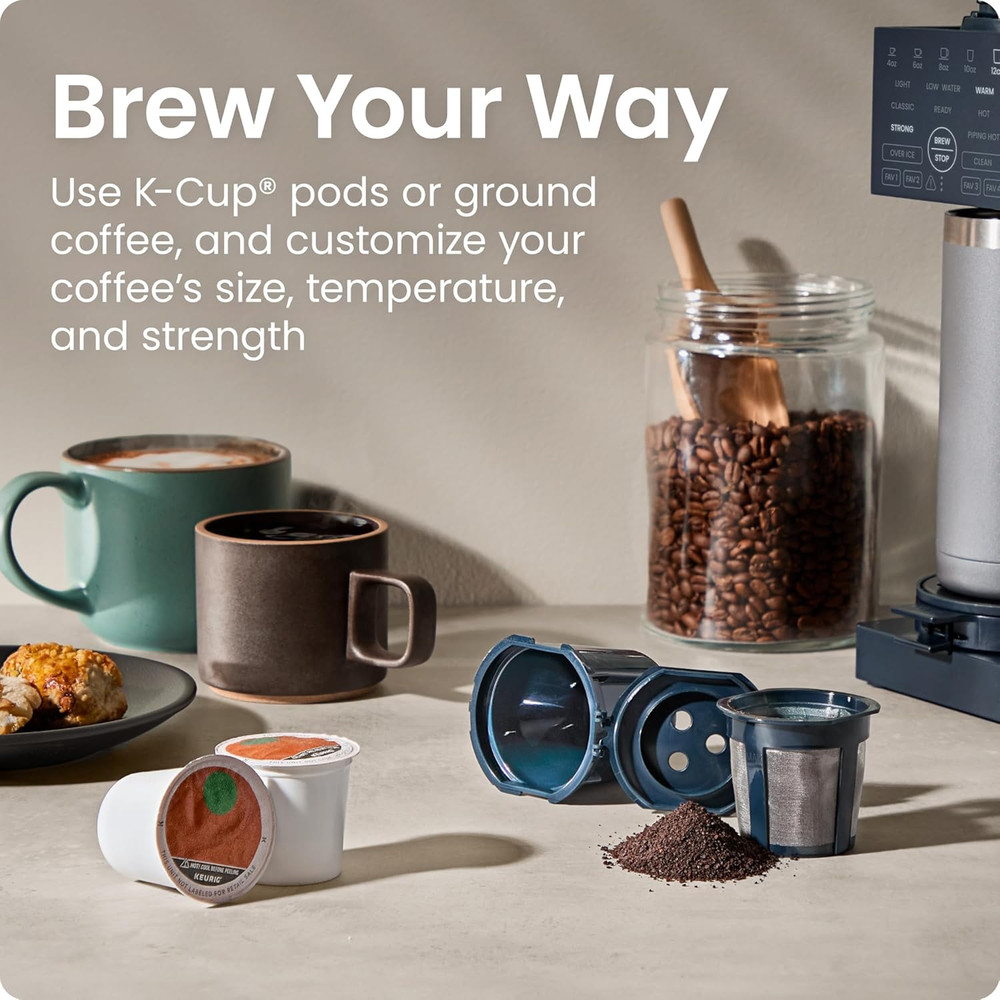 Caffeinator Single Serve Coffee Maker, Brew Kcups & Grounds, Drip Coffee Machine