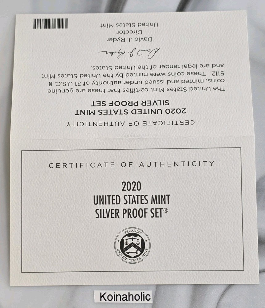 2020 S SILVER Proof Set + RARE W Reverse Proof Nickel, Pulled From Storage