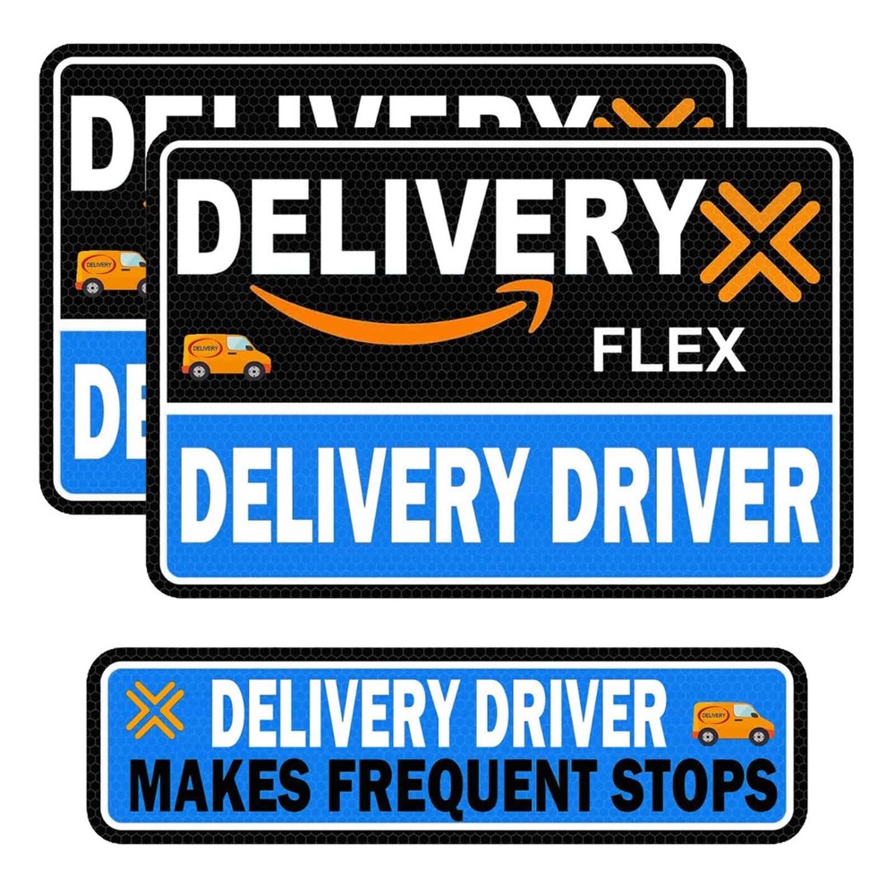 Flex Delivery Driver Car Magnet, 3PCS Frequent Stops Removable Blue Black