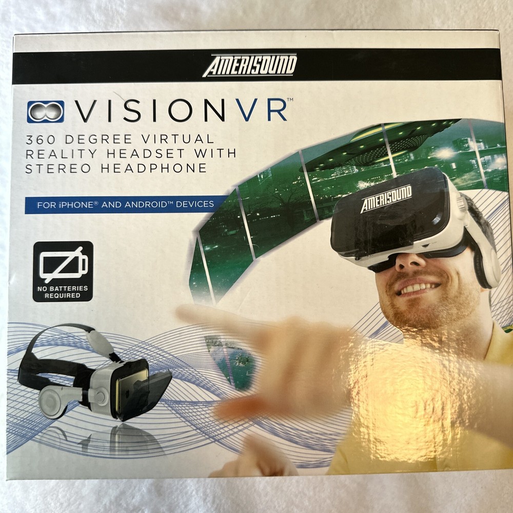 Amerisound VisionVR Virtual Reality Headset w/ Stereo Headphone - iPhone Android