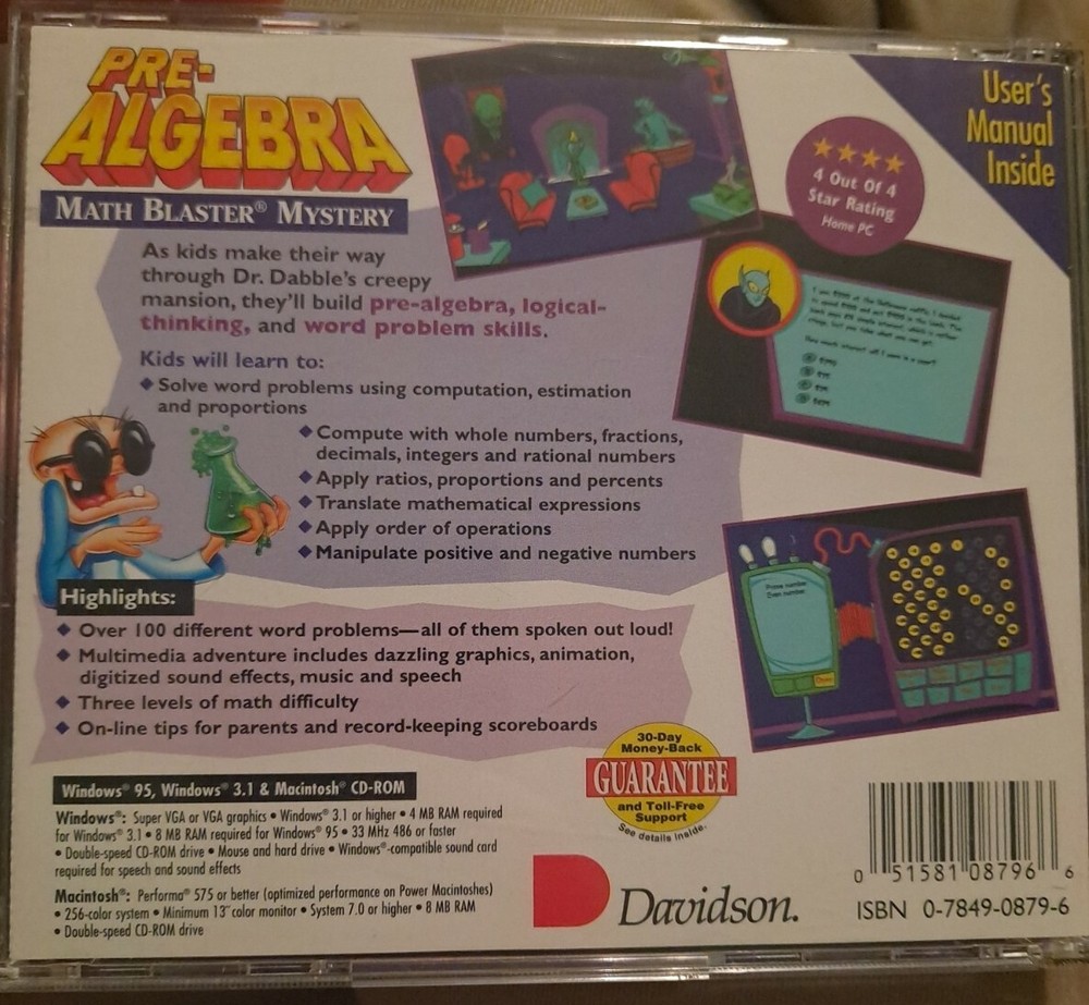 Pre- Algebra Word Problems and Logical Thinking Skills by Davidson CD-ROM 1994