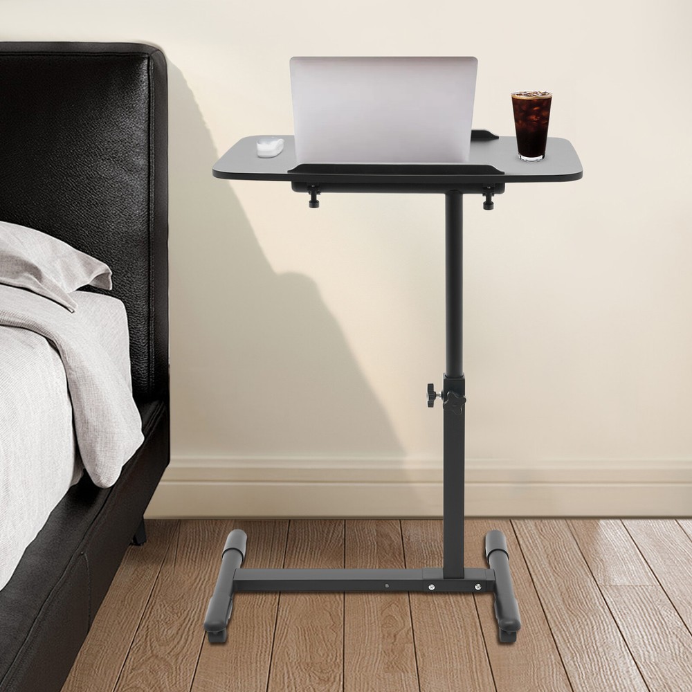 Adjustable Rolling Bedside Table - Modern Mobile Desk for Home & Hospital