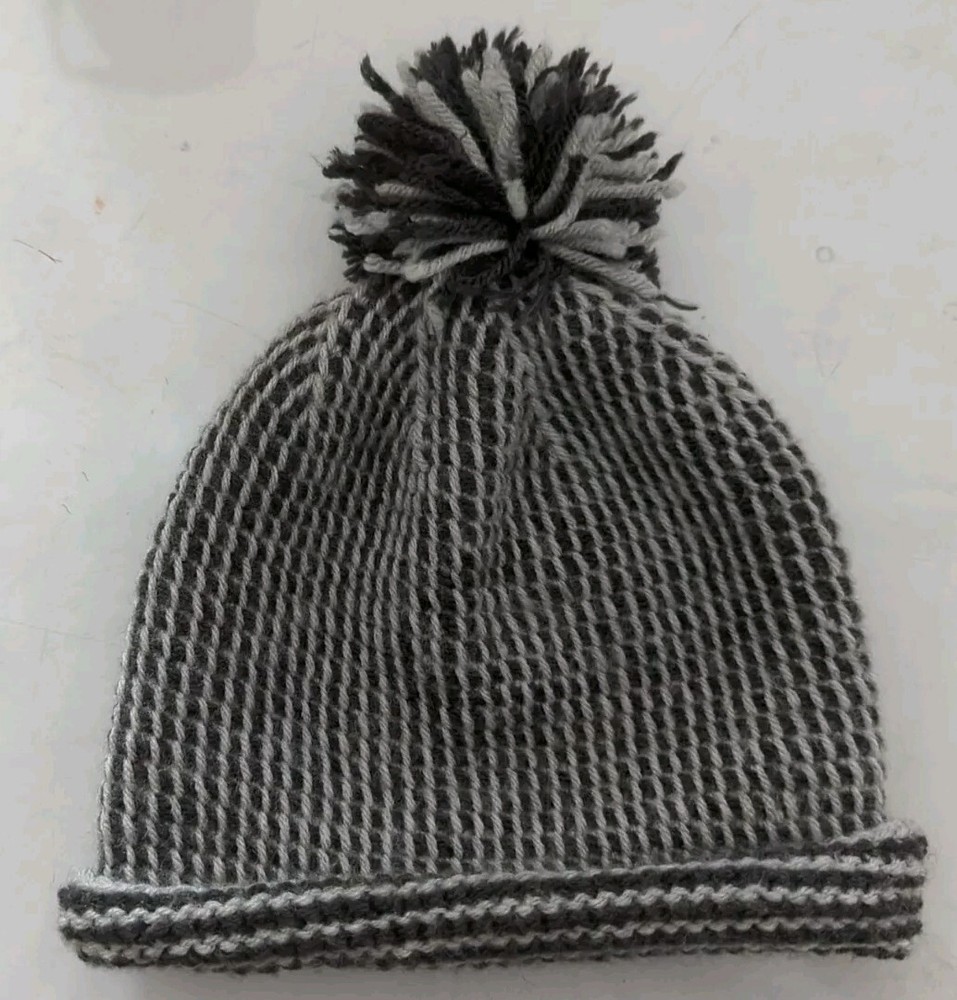 Blank And Grey Crocheted Hat, New