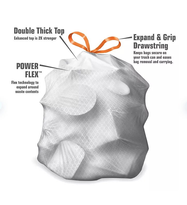 Member's Mark Power Flex Tall Kitchen Drawstring Trash Bags, 13 gal.Select Scent