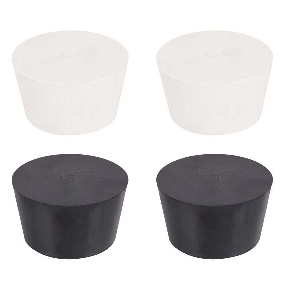 4 Pcs Solid Rubber Stopper Size 13#-68mm x 55mm - 38mm Long, Black/White