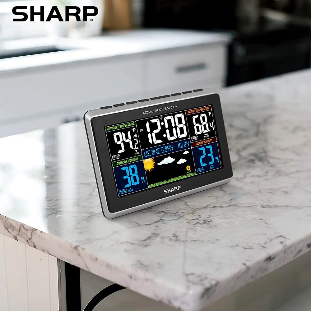 SHARP Atomic Weather Station Wireless Technology, 5-Function, w/ Outdoor Sensor