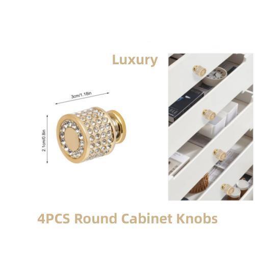 4 Pack Gold Cabinet Knobs Round Brhed Brass Kitchen Knobs Zinc Alloy Dresser