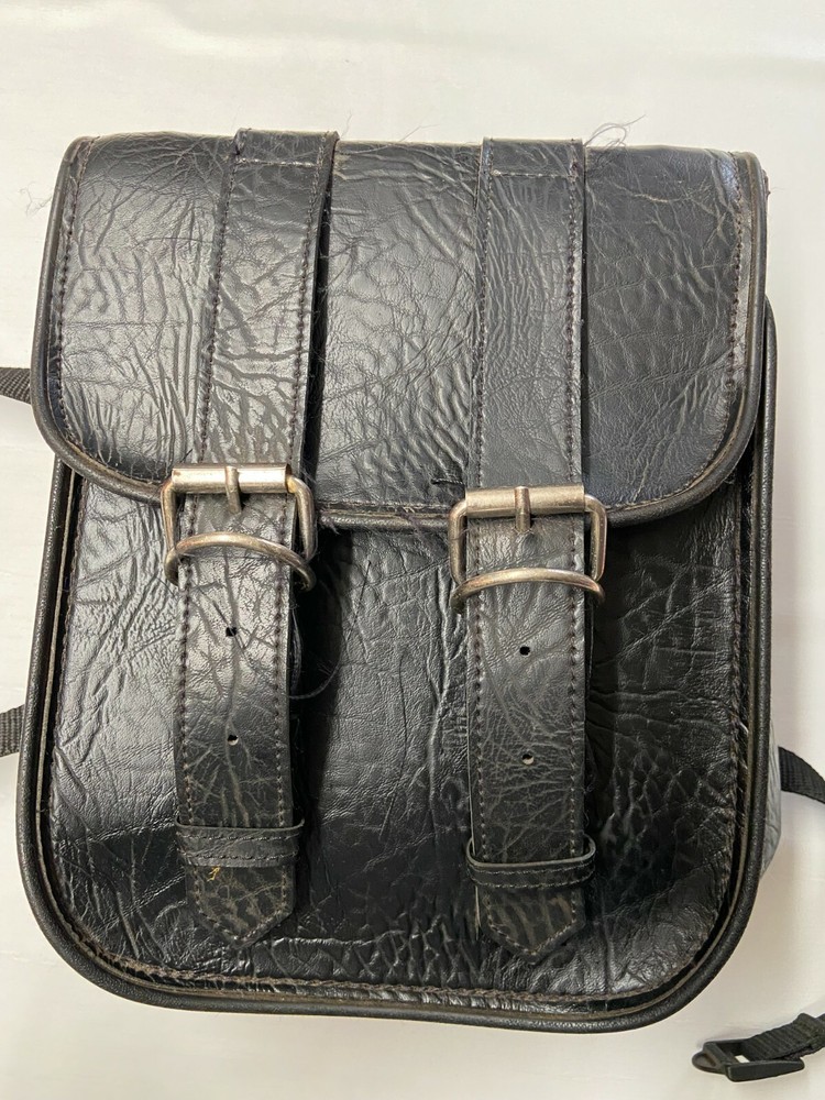 BILT Black Custom Motorcycle Leather Saddle Bag