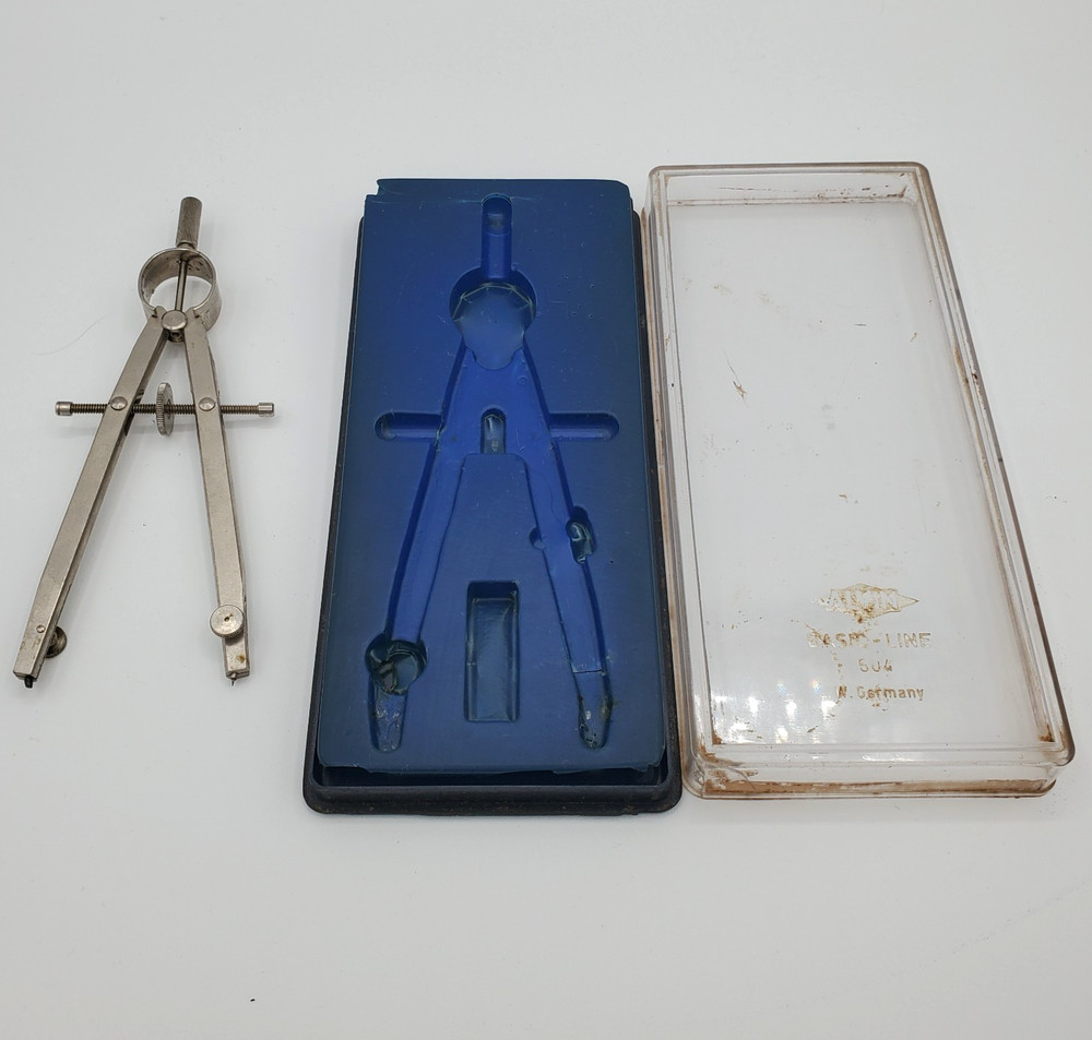 Alvin Basic Line 504 Drafting Compass Tool In Case Vintage West Germany